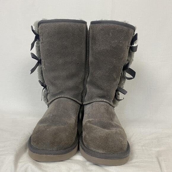 Koolaburra by UGG Boots Womens 7 Gray Suede Victoria Tall Bow 1015875 Sherpa - Picture 3 of 14